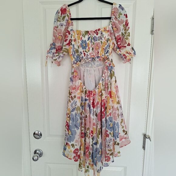 ❤️‍🔥BOGO FREE En Saison multicolor floral dress smocked white cottagecore - Picture 3 of 6